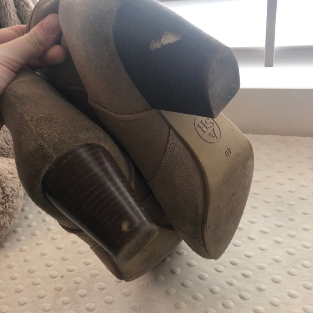 Ash Jalouse Taupe Suede Ankle Booties - Picture 6 of 7